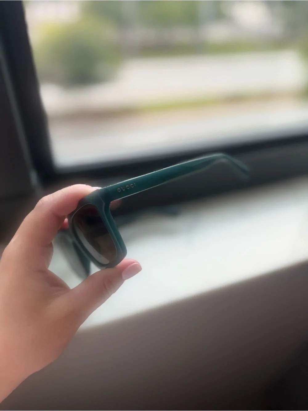 Gucci Teal Square Sunglasses with Brown Lenses